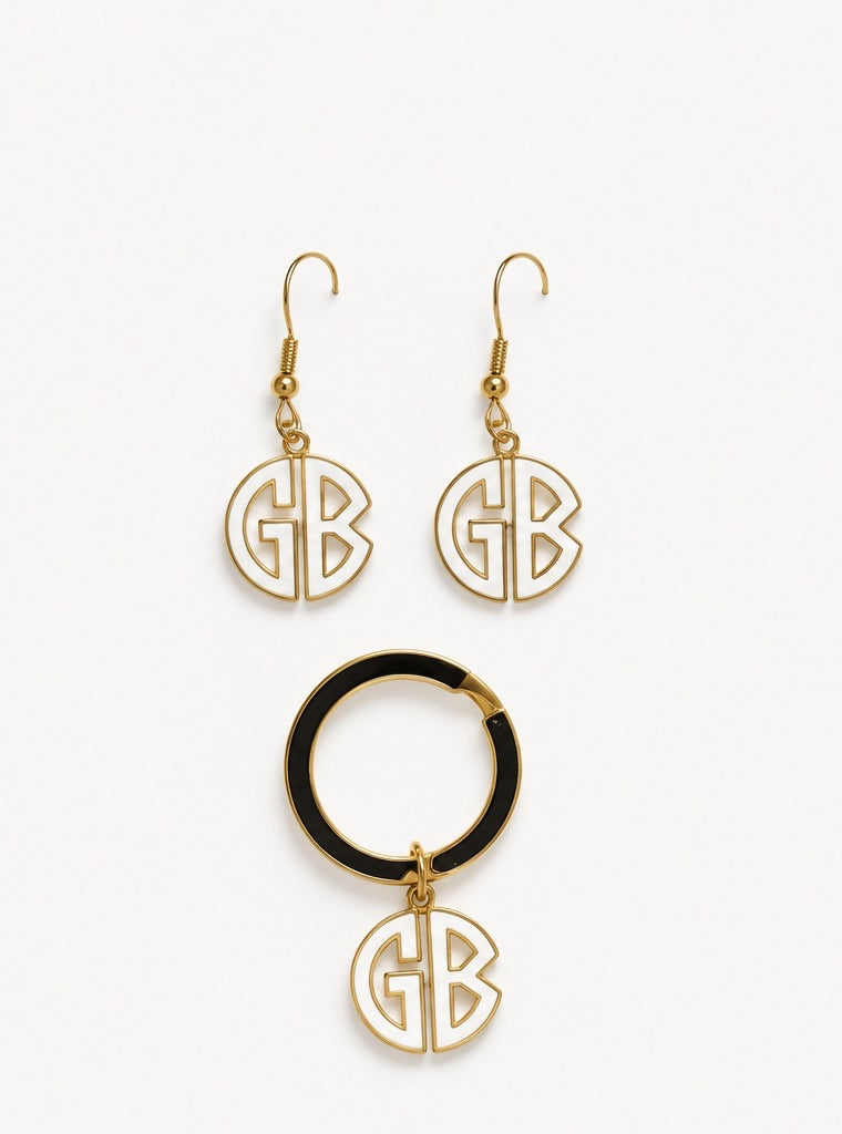 GB Charm Earrings & Keychain