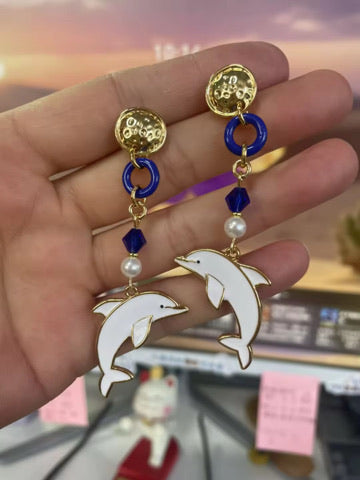 Blue dolphin earrings