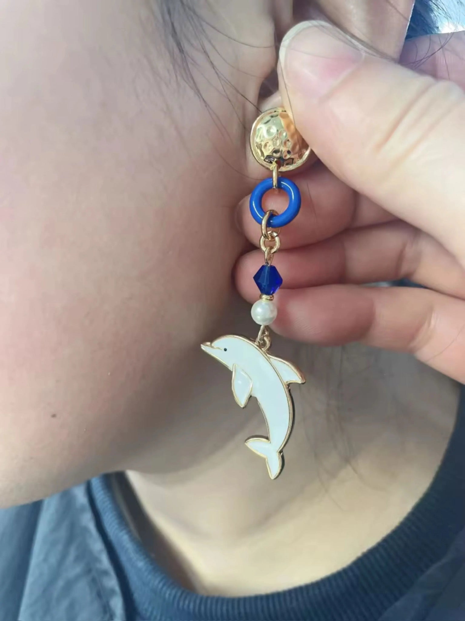 Blue dolphin earrings