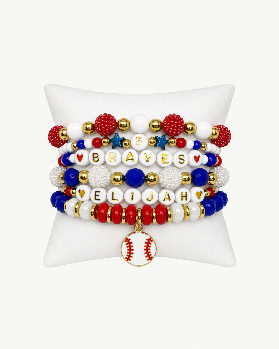 Custom Braves Baseball Bracelet Stack – Personalized Team Spirit Set